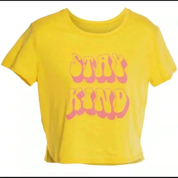 🆕 Stay kind yellow cropped graphic tee L🆕 - Picture 6 of 7